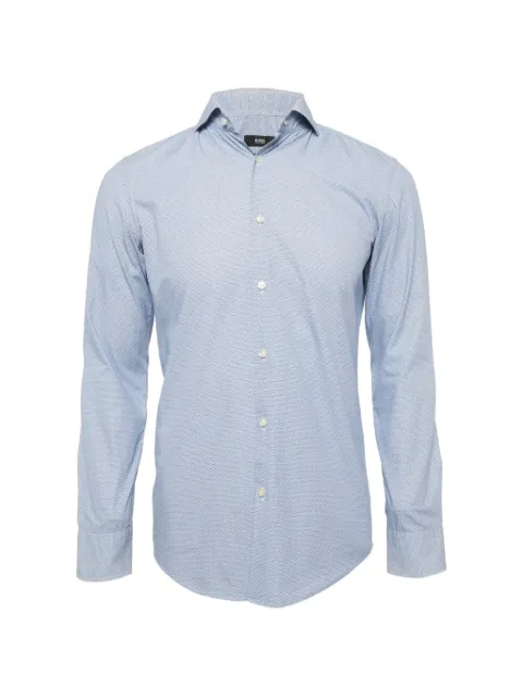 BOSS GREEN HUGO BOSS geometric-print slim-fit shirt Blue 1276342