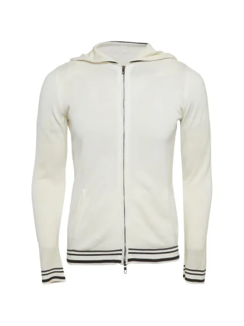 Giorgio Armani Pre-Owned zip-up knit hoodie White 1350865