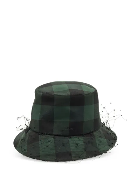 Christian Dior Pre-Owned check-pattern mesh-trim bucket hat Green 1314989