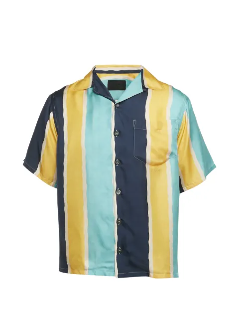 Prada Pre-Owned striped bowling shirt Blue 1264072