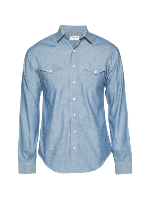 Saint Laurent Pre-Owned button-down long-sleeve cotton shirt Blue 1292408
