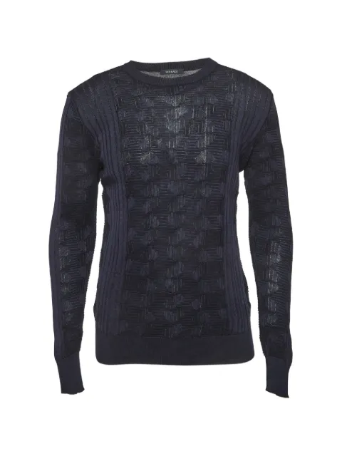 Versace Pre-Owned Greca pattern knit sweater Blue 1304755