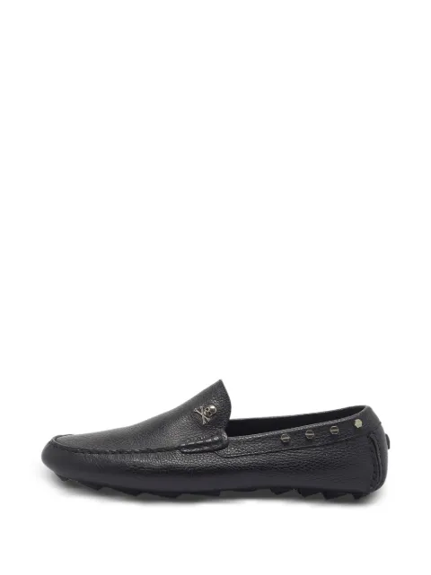 Philipp Plein skull-motif studded leather loafers Black 1354641