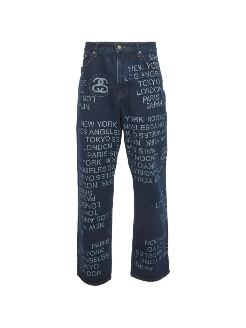 Stüssy Big Ol' City Link print baggy jeans Blue 1334364