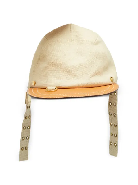 Christian Dior Pre-Owned leather-trim curved-brim cap Neutrals 1303663