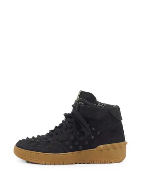 Valentino Garavani Pre-Owned Rockstud nubuck-leather sneakers Black 1349315