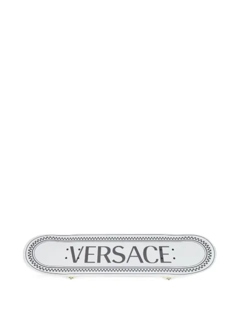 Versace Pre-Owned logo-print wood skateboard White 1265279
