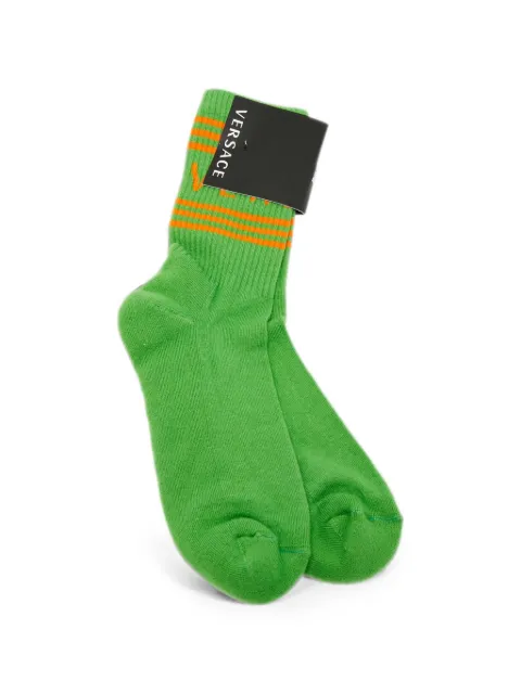 Versace Pre-Owned logo-detail striped socks Green 1302626