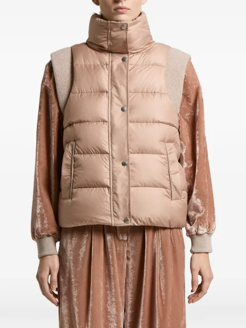 Peserico quilted ribbed-trim gilet Neutrals A03470R6957