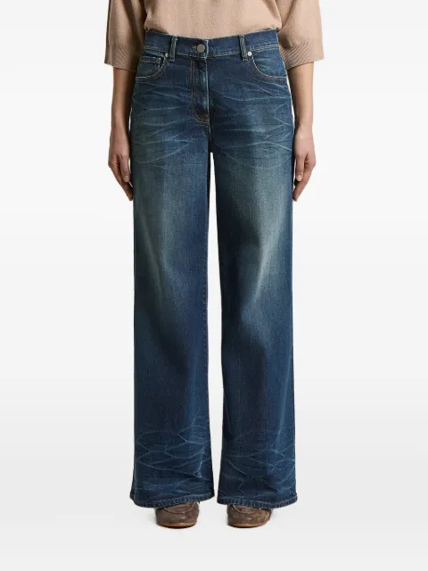 Peserico whiskered wide-leg jeans Blue A04756L78Q04291