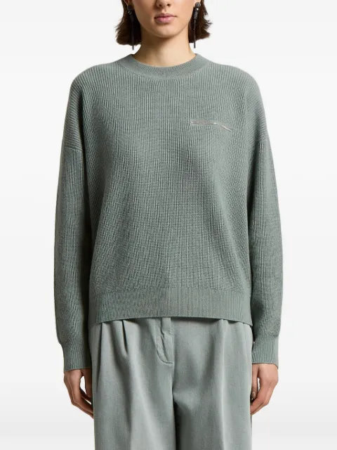 Peserico ribbed-knit chain-detail jumper Green A99858F12K09283