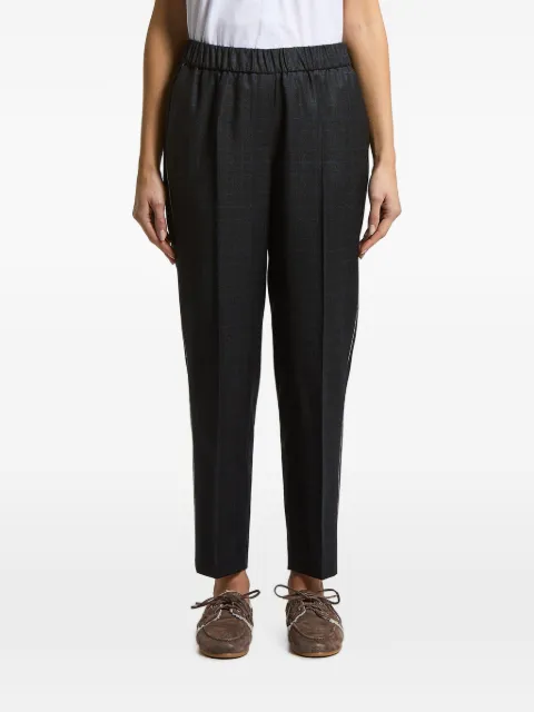 Peserico check-pattern stripe-detail trousers Blue A0407205778