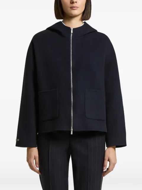 Peserico ribbed-knit hooded jacket Blue A21082F05EA3197