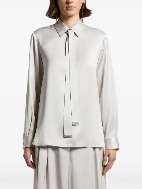 Peserico point-collar satin shirt Grey A06293A06638