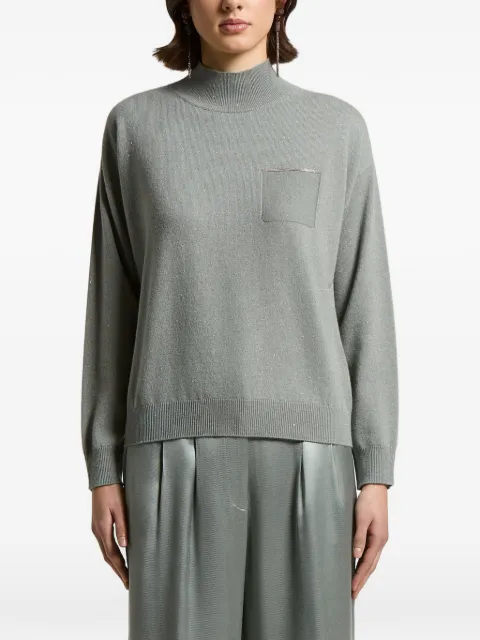 Peserico high-neck chest-pocket jumper Green A99976F12K09334