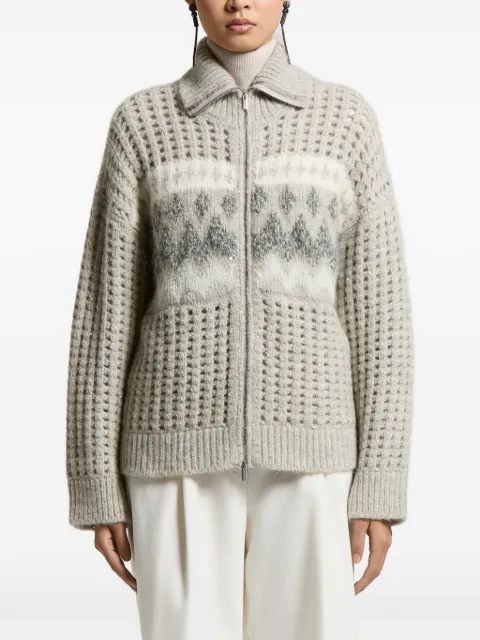 Peserico sequin-embellished jacquard-knit cardigan Neutrals A99883F03H9100