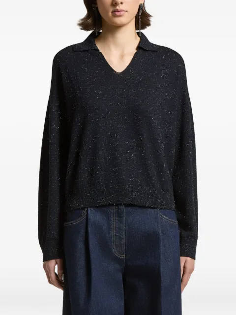 Peserico speckled polo-collar jumper Blue A99271F1809771