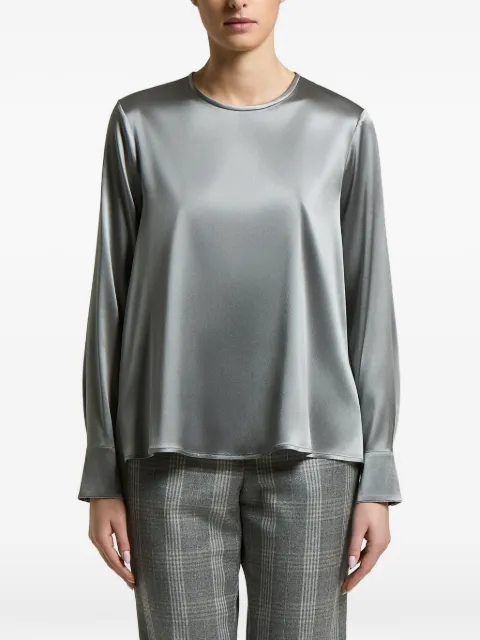 Peserico satin-finish long-sleeved blouse Grey A06577D02372