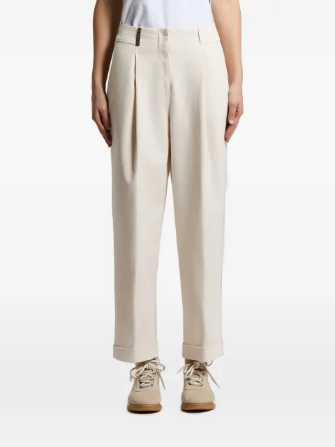 Peserico pleat-detail turn-up trousers Neutrals A04582T302479