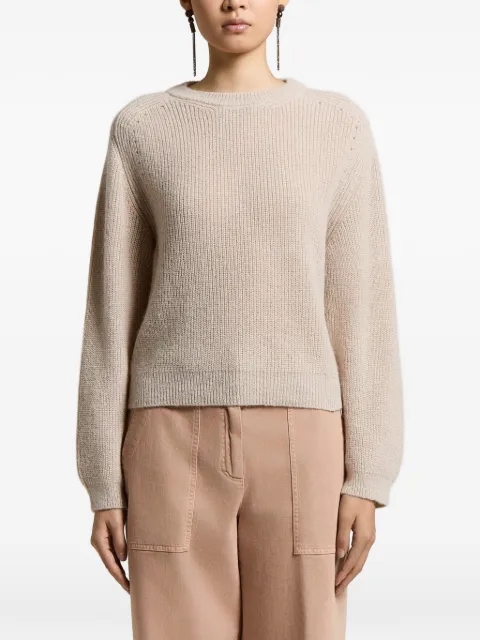 Peserico ribbed-knit raglan-sleeve jumper Neutrals A99252F0709335