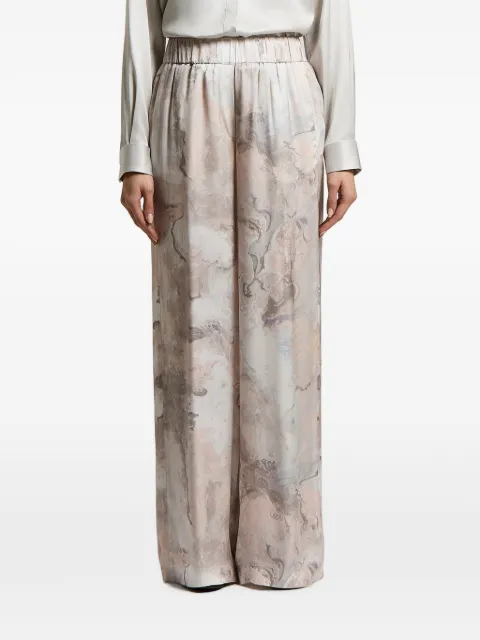 Peserico abstract-print elasticated-waistband palazzo pants Pink A0405204737
