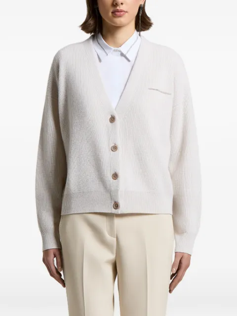 Peserico ribbed-knit drop-shoulder cardigan Neutrals A99859F12K09283