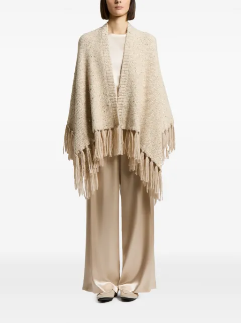 Peserico sequin-embellished fringed cape Neutrals A99895F03F9243