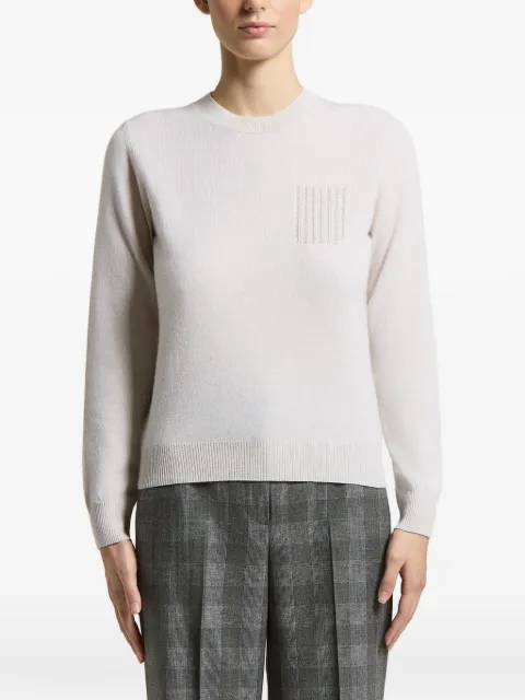 Peserico patch-detail crew-neck jumper Neutrals A99202F12A9283