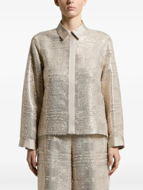 Peserico sequin-embellished long-sleeved shirt Neutrals A06247A8760