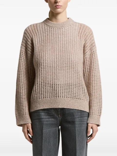 Peserico sequin-embellished open-knit sweater Neutrals A99247F05G9100