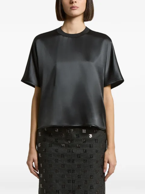 Peserico satin-finish short-sleeve blouse Black A06865B2372