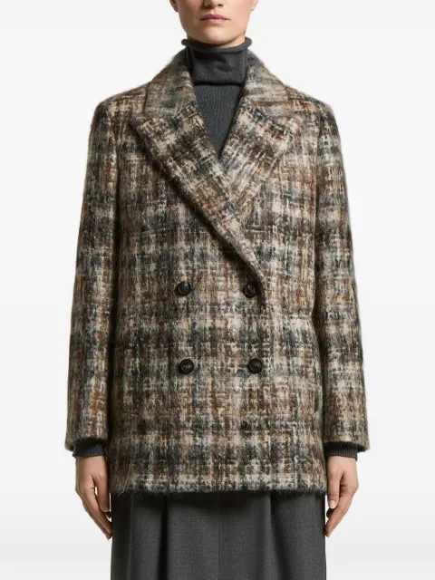 Peserico check-pattern double-breasted coat Neutrals A2109900438