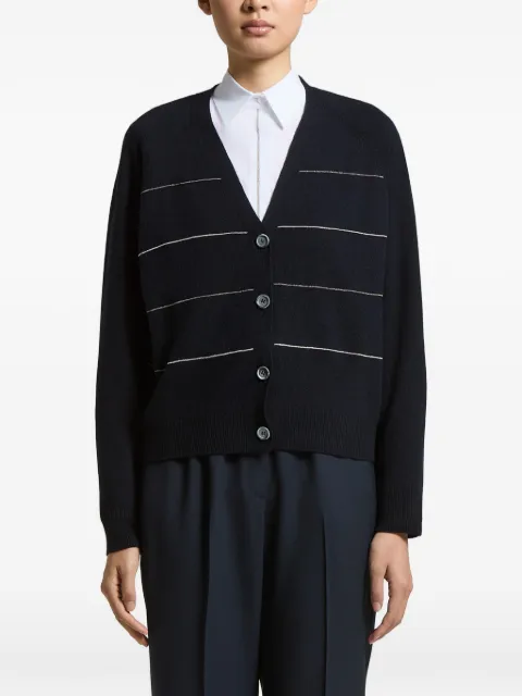 Peserico striped V-neck cardigan Blue A99867F1209283