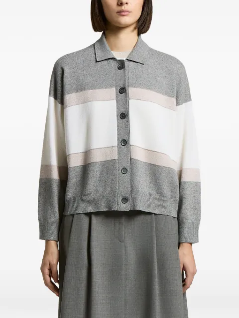 Peserico striped button-down cardigan Grey A99864F12C9283