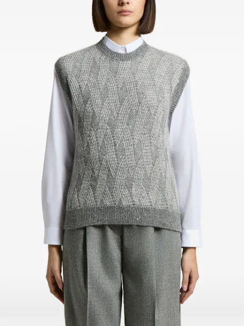 Peserico sequin-embellished open-knit vest Grey A93137F05G9100