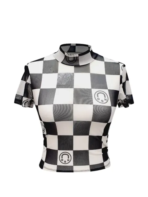 BOSS 2022 Dalorra checkered mesh top White RFCPUGBCL749459W