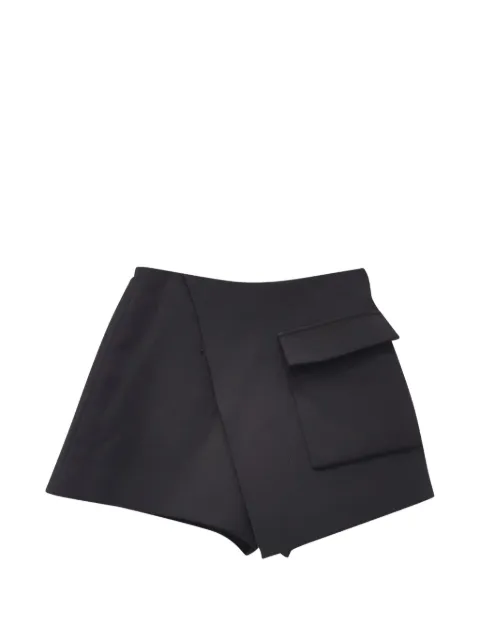 Self-Portrait 2021 flap-pocket crepe skort Black RFCPUGBCL749458W