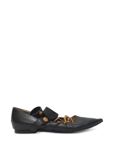 Versace Pre-Owned Tribute Logo ballet flats Black RFCPUGBSH749461W