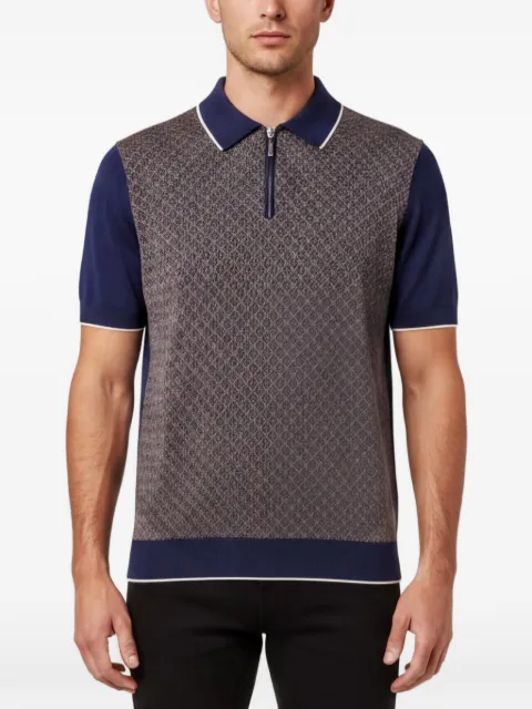 Stefano Ricci geometric-pattern quarter-zip polo shirt Blue 1347235