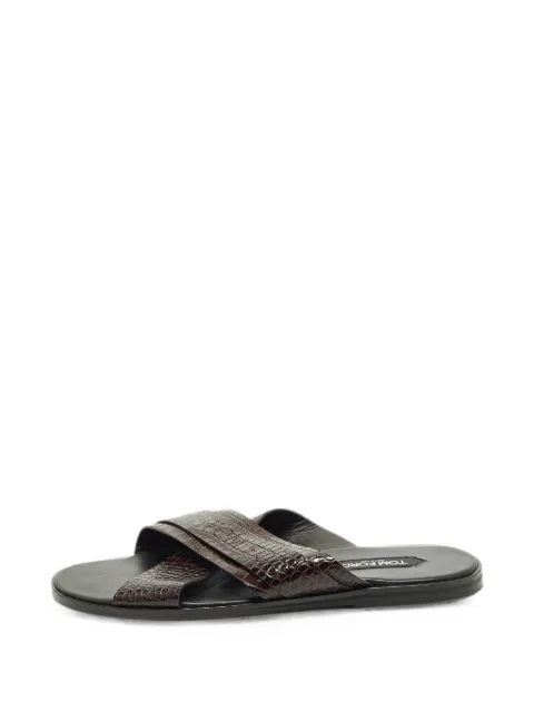 Tom Ford Vintage Preston croc-embossed sandals Brown 1290971