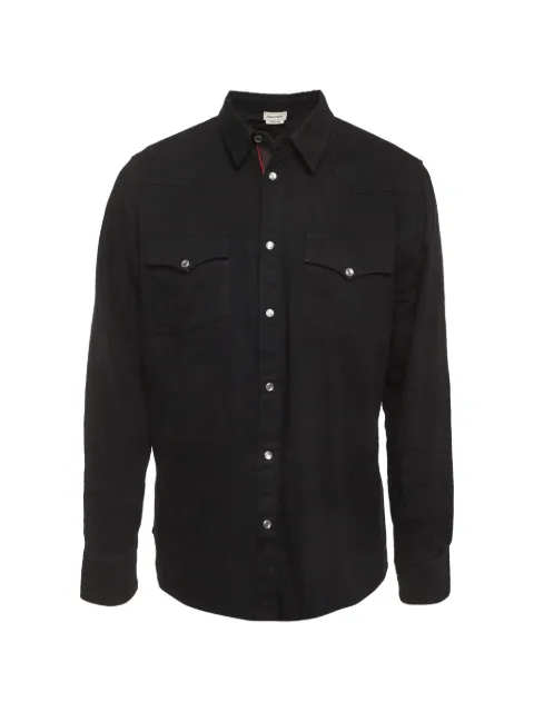Alexander McQueen Pre-Owned embroidered logo denim shirt Black 1313479
