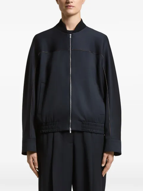 Peserico piped-trim elasticated-hem jacket Blue A21093A2566