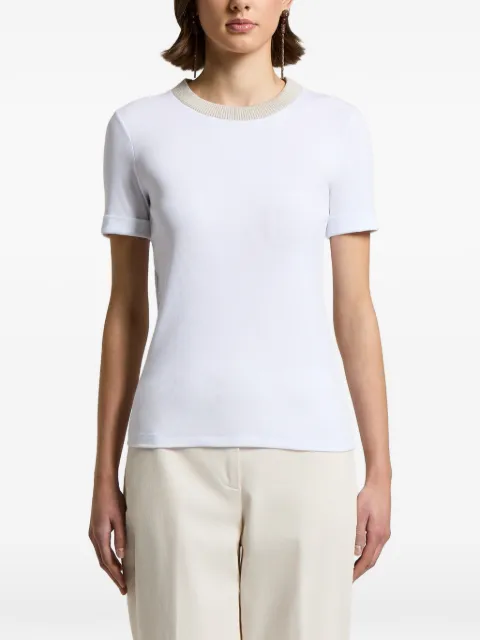 Peserico ribbed-trim short-sleeve T-shirt White A06840J0B5669