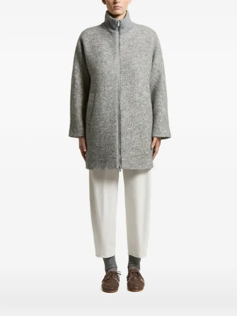 Peserico sequin-embellished high-neck coat Grey A20188DA7733