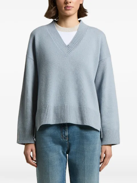 Peserico V-neck ribbed-trim sweater Blue A99276F07K09283