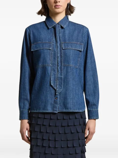 Peserico tie-detail denim shirt Blue A06363L73A04292