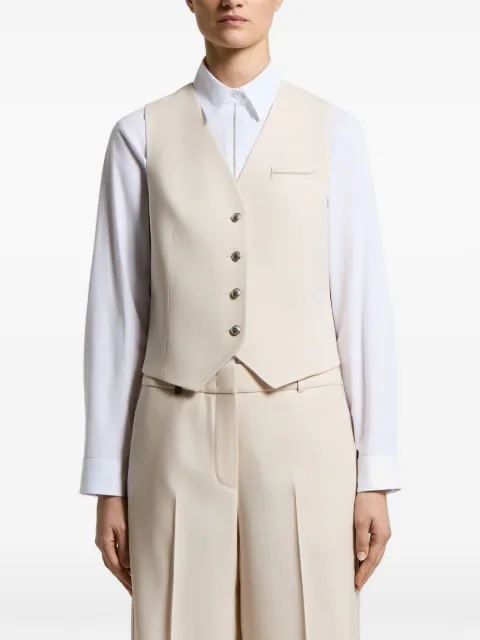 Peserico beaded-trim waistcoat Neutrals A0353103472