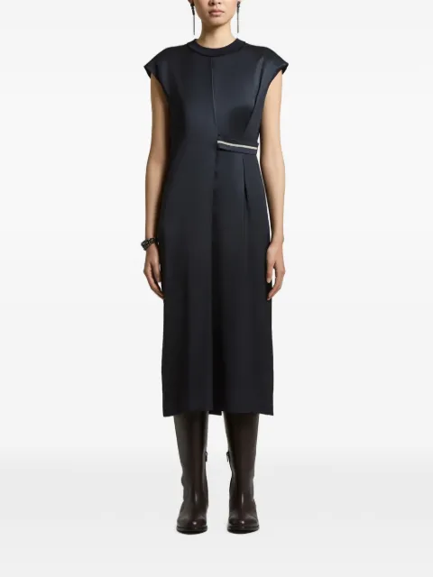 Peserico chain-detail pleated midi dress Blue A02273B6638