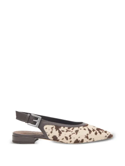 Peserico cow-print slingback pumps Brown A39744C0CC861