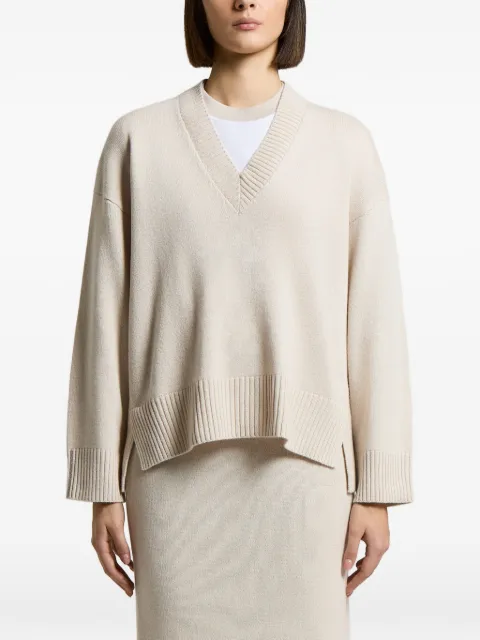 Peserico ribbed-knit V-neck sweater Neutrals A99276F07K09283
